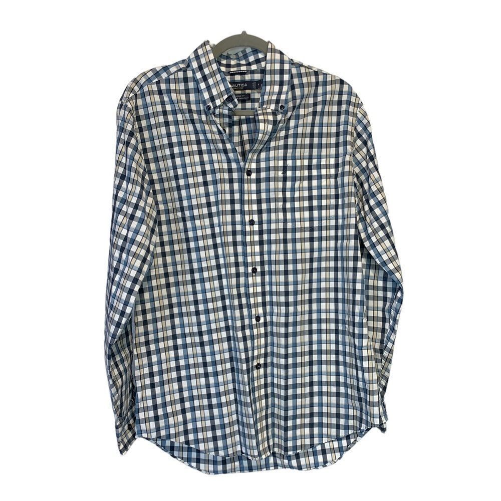 Nautica Mens Plaid Dress Shirt